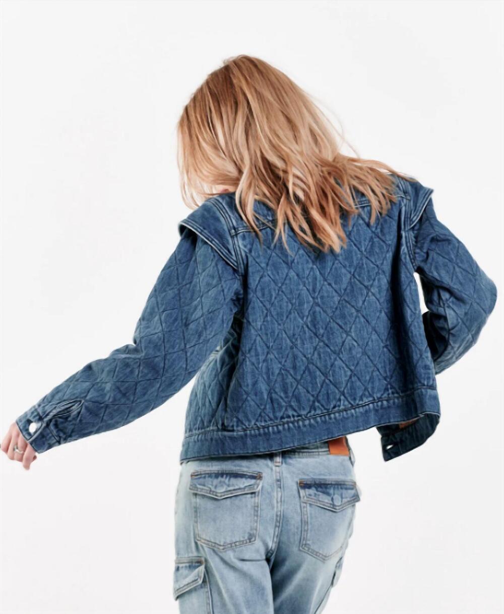 NEW DEAR JOHN DENIM courtney boxy quilted jacket in crescent - Picture 3 of 4